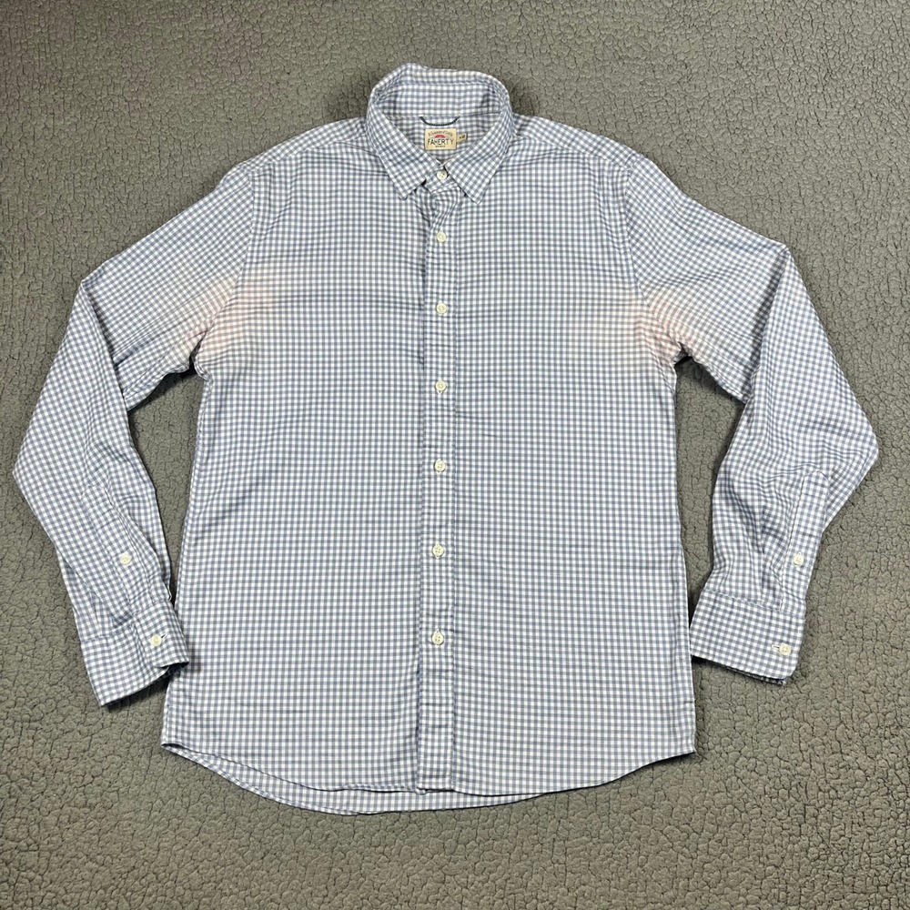 Faherty Button Down Men M Gingham Long Sleeve Blue Preppy